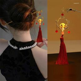 Haarspeldjes POPACC Vintage Kwastje Lotusbloem Gloeiende Haarspeld Eenvoudige Elegante Pan Step Shake Vrouwen Hanfu Accessoires