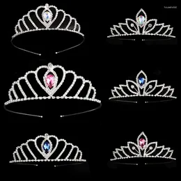 Pinzas para el cabello Princesa Tiara para niños Corona de novia roja Accesorios florales para bodas Tocado de joyería dorada