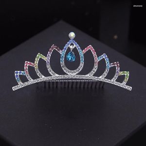 Haarclips Princess Colors Crystal Fashion Combs Crown For Girls Strusestone Haarspelden Tiaras Bridal Wedding Sieraden Accessoires