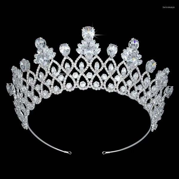 Pinces à cheveux couronnes de princesse HADIYANA, accessoires bijoux Design classique pour femmes de mariage avec Zircon BC5258 diadème