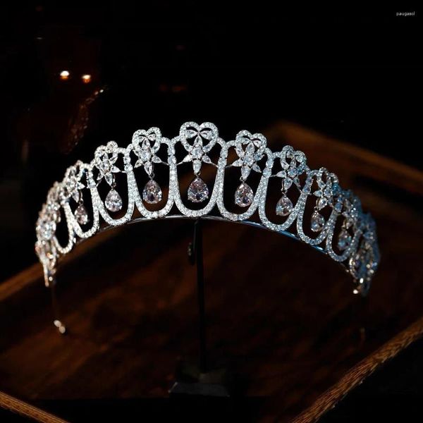 Pinzas para el cabello princesa Full Zirconia cristal boda Tiara coronas para novias tocados de concierto regalo para niñas