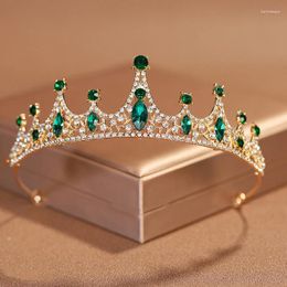 Pinces à cheveux princesse diadème couronne pour filles femmes fête de mariage mariée casque accessoires vert noir cristal anniversaire diadèmes Mujer