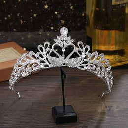 Clips de cabello Princesa Boda Bridal Bridal Tiara Corona Diabina Girls Cristal Renizador Accesorios de joyas Adorno de la cabeza de la novia
