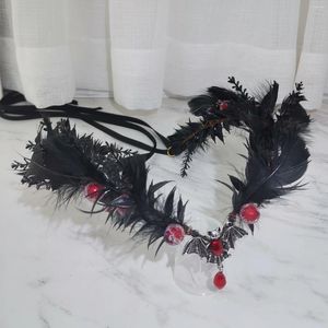 Pinces à cheveux Punk plume couronne gothique avec araignée chauve-souris Aura serpent méduse sorcière mariage discothèque maquillage boule Halloween coiffure