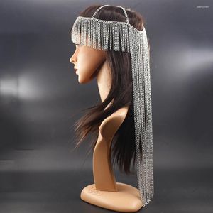 Grampos de cabelo estilo punk cabeça corrente jóias de alumínio headwear longo borla luxo masquerade jóias para mulher