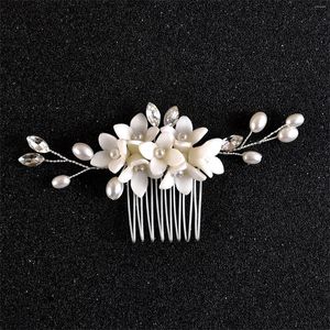 Coix de cheveux Pure White Flower Peigt Wedding Bridal Headress Floral Rimestone Crystal Heading Bijoux Perles Handmade Head Decoration