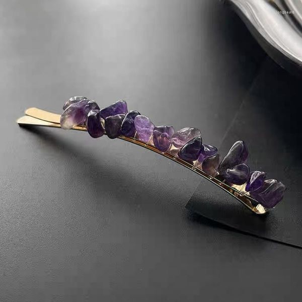 Pinces à cheveux violet cristal pierre femmes brillant ornement épingles à cheveux Barrettes mode bandeaux accessoires tête bijoux