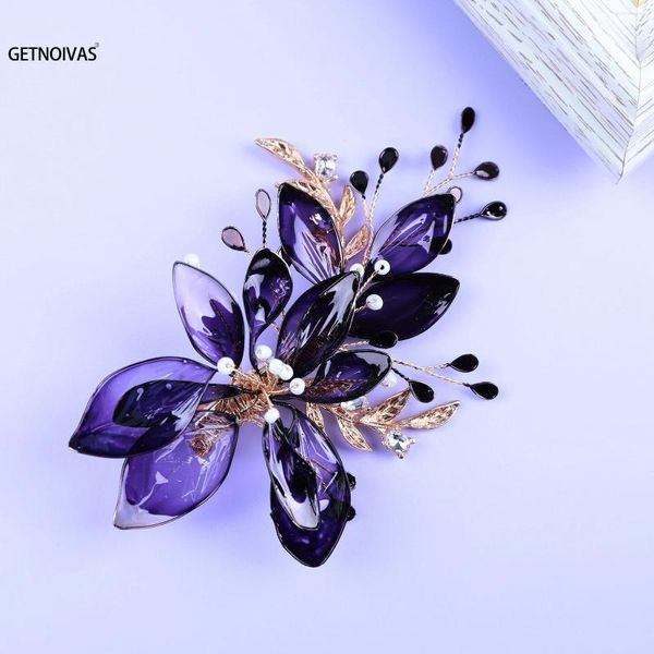 Clips de cheveux Purple Flower Hairpins Side Accessoires Chinois Pendant Pearl Head Phiphy Piède pour femmes