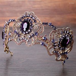 Pinces à cheveux en strass violet, pièces de tête de mariée, bandeaux de fête de mariage en cristal, diadèmes, couronnes, accessoires de soirée de bal, couvre-chef