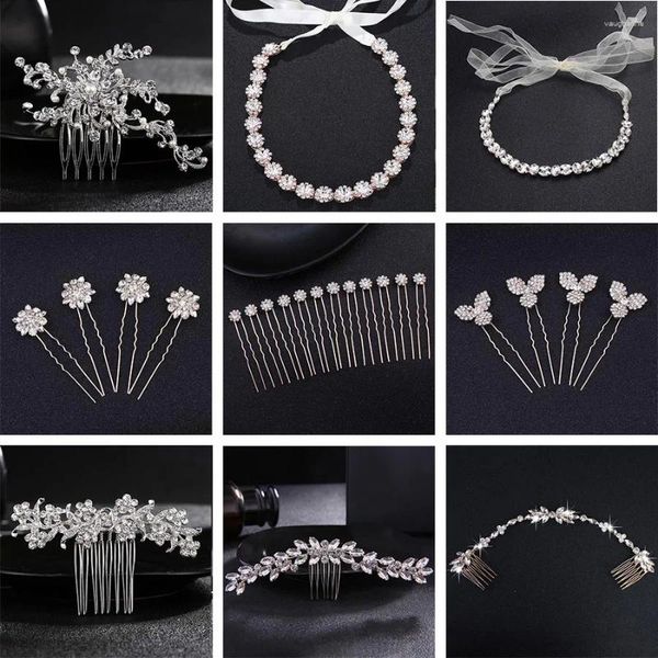 Pinces à cheveux QYY Mode Épingles de mariage en cristal autrichien et strass Bijoux de mariée Accessoires Femmes Coiffes