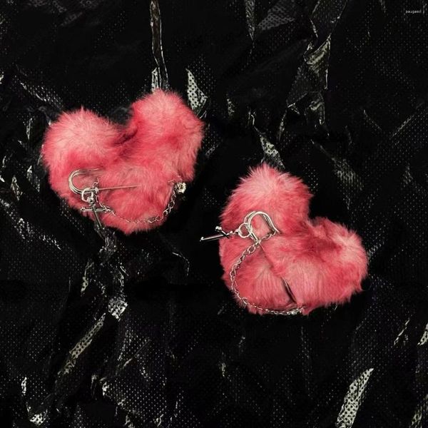 Pinces à cheveux en peluche rouge sang, cœur d'amour, épingle croisée, esthétique sombre et créative Y2k Harajuku Lolita, accessoires de mode pour femmes