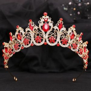 Pinces à cheveux en cristal rouge, couronne de mariée, diadèmes de princesse, coiffure de bal, diadème de mariée, bijoux de mariage, accessoires de tête