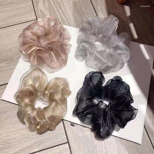 Clips para el cabello de malla reflectante para mujer, coleteros de gran tamaño, lazos de goma grandes, bandas elásticas lisas, soporte para niña, accesorios para mujer