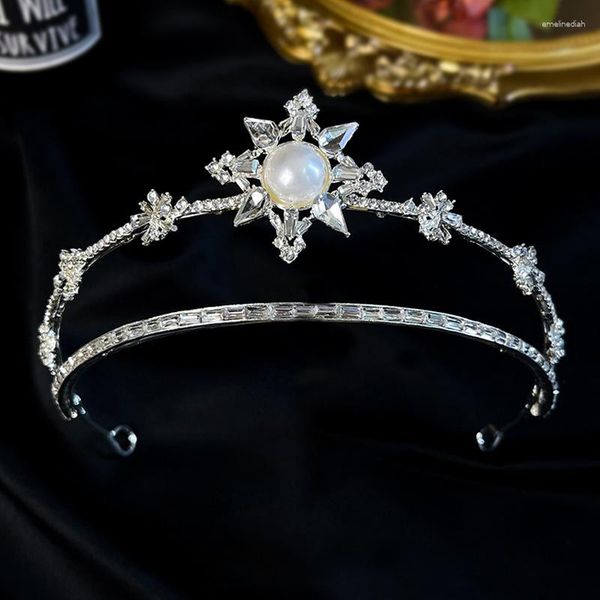 Pinzas para el cabello Retro de lujo Tiaras y coronas de diamantes de imitación grandes diademas de perlas para mujeres niñas tocado novia accesorios de joyería de boda