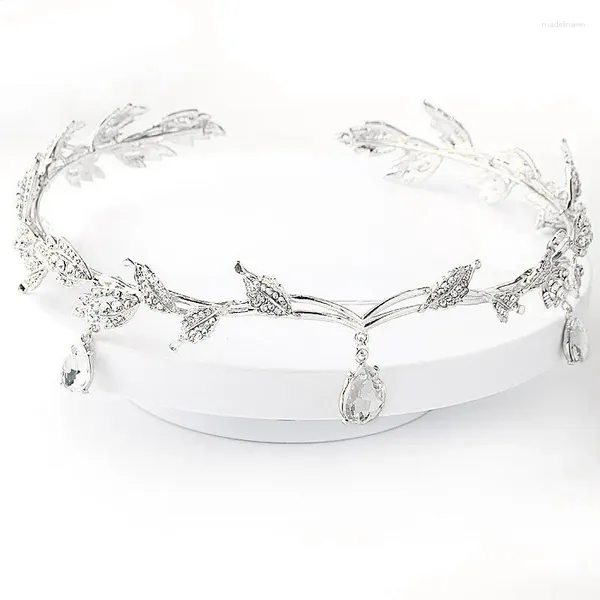 Pinces à cheveux strass mariage diadème couronne pour mariées déesse elfe princesse fée cristal pendentif bandeau feuille Cosplay femmes fille