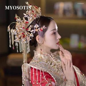 Clips de cheveux riches rétro chinois vintage coiffure nuptiale couronne étape de mariage accessoires costumes xiuhe dragon et phoenix bijoux
