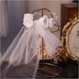 Pinces à cheveux romantiques pour mariée, bandeau avec nœud floral, accessoires de mariage intégrés, Diademas Para El Pelo Mujer