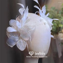 Clips de cabello Bandas románticas para el cabello para mujeres accesorios de boda compromiso ropa de pelo vestido de novia de la pluma de pluma diadema de princesa an398