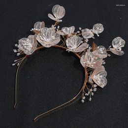 Pinces à cheveux romantiques à fleurs roses, bandeaux pour mariée, couronnes de perles de princesse faites à la main, diadèmes, accessoires de fête de mariage