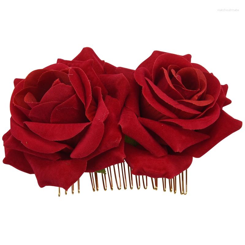Hårklipp Rose Flower Clip Slide Flamenco Dancer Pin Brosch Lady Styling Accessories