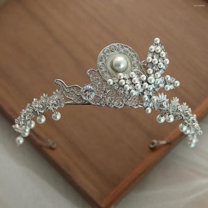 Pinzas para el cabello Royal PearlsCZ Bridals Tiaras Diademas Cristal Novias Tocados Accesorio de boda Ropa para la cabeza Regalos