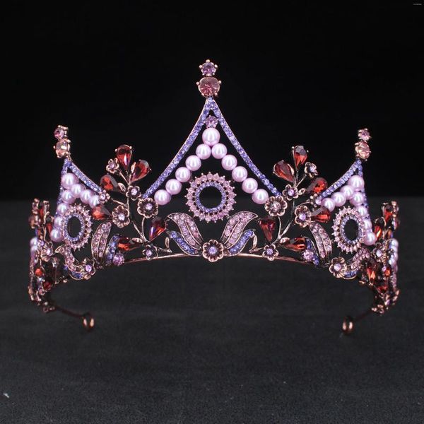 Pinzas para el cabello Tiara Vintage real, diademas de corona, diadema nupcial de princesa para mujeres, adornos para niñas, accesorios de joyería para la cabeza de novia