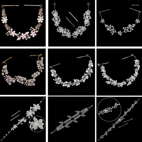 Pinzas para el cabello que se venden bien, bandas de perlas de Color plateado, diademas de cristal de cobre hechas a mano para accesorios de boda, joyería para mujer