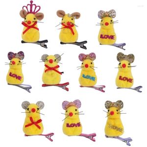 Haarclips Set van 10 muizenvormige haarspeld 3D -headset clip Cartoon Animal Barrettes Accessoire voor kinderhoofdtooi