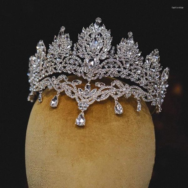 Pinces à cheveux couronne brillante diadèmes de mariage femmes accessoires robe de mariée ornements de fiançailles forme de feuille couronnes de cristal cadeau AN080