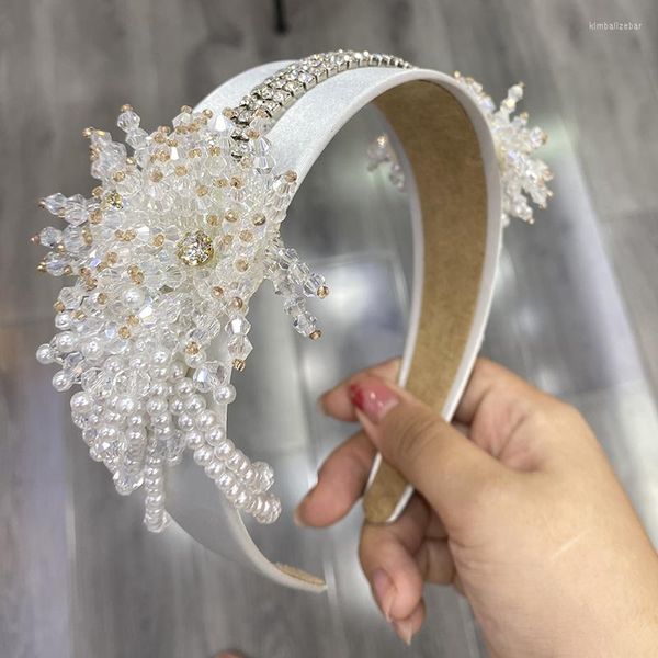 Pinces à cheveux brillant luxe cerceau strass mode bandeau pour femmes blanc gland élastique mariée coiffure casque 2023 accesseur