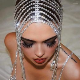 Haarspeldjes Glanzende Strass Kwastje Hoofdbanden Voor Vrouwen Mode Kristal Haarband Temperament Hangende Accessoires Bruids Bruiloft Sieraden