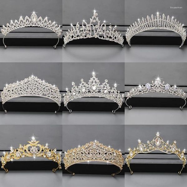 Clips de cheveux Couronne en argent Couronne et matelade Accessoires pour femmes Mariage Bridal Crystal Rhinestone Diadema