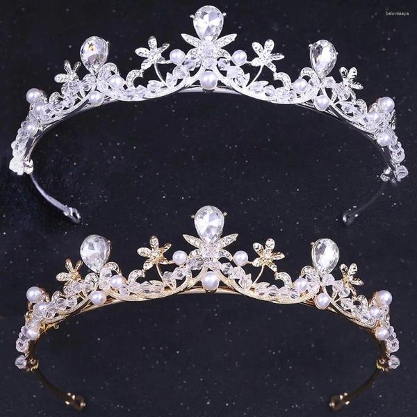 Pinzas para el cabello, Tiaras y coronas de perlas de cristal de Color plateado para novias, diademas, accesorios para velo de joyería