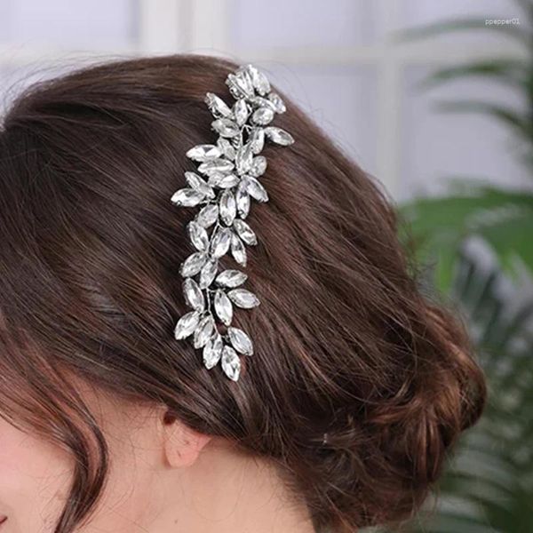 Clips de cheveux Couleur argentée Gold Bridal Headdress portant des strass de peigne accessoires de mariage Chapeau fascinateur pour femmes ornements