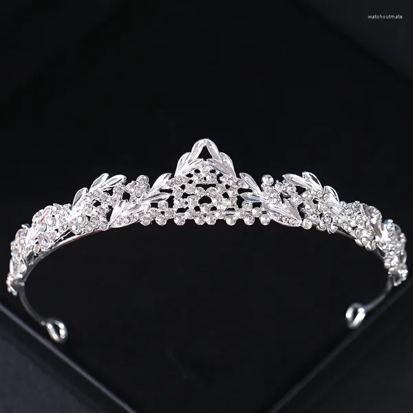 Pinzas para el cabello Color plateado coronas de diamantes de imitación Tiaras diadema fiesta princesa de cristal diadema de graduación mujeres accesorios de boda nupcial joyería