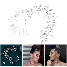 Clips de cheveux oreille en cristal plaqué argenté pour femmes manchette à la main