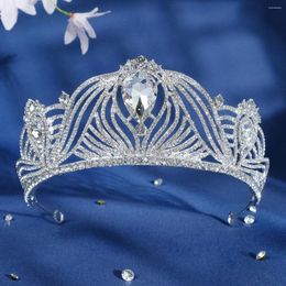 Clips de cheveux Silver Rhinestone Pearl Baroque Crown Accessoires pour femmes Bijoux mariés Tiaras et Headdreses