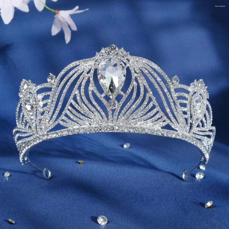 Hårklipp silver strass pärla barock kronillbehör för kvinnor smycken bröllop brudar tiaror och huvudbonader