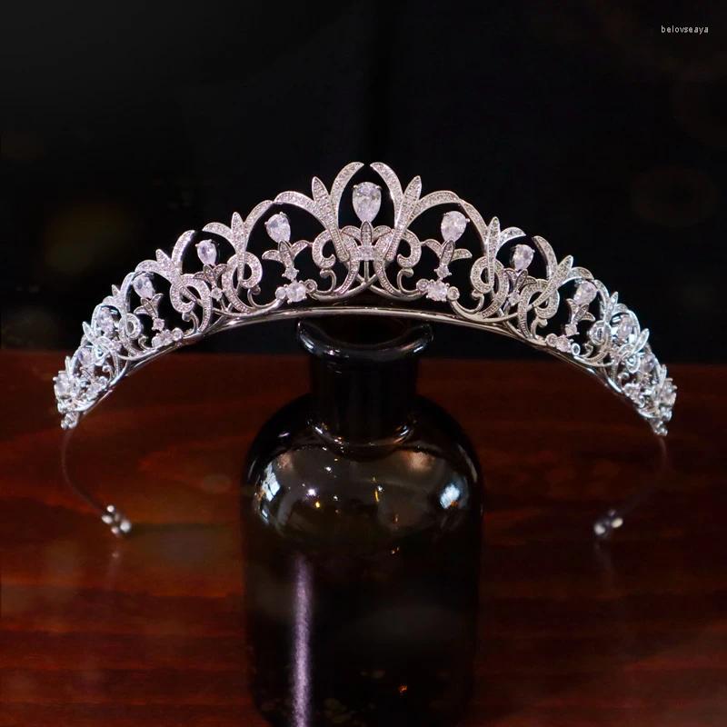 Hårklipp Enkel prinsessan Crown Birthday Mitzvah Tiara Bridal Wedding Dress Accessories for Women Fashion Classic Crystal Jewelry