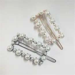 Pinces à cheveux en forme de perle, Barrette carrée pour femmes, bijoux coréens, couvre-chef pour filles, couleur or, épingles à cheveux, accessoires