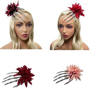 Pinces à cheveux squelette main griffe Halloween pince à cheveux grande fleur épingle femmes Cosplay Costume tête accessoires pour femmes accessoires de fête