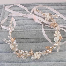 Hair Clips SLBRIDAL Handmade Crystals Freshwater Pearls Flower Leaf Wedding Headband Vine Bridal Accessories Women Jewelry