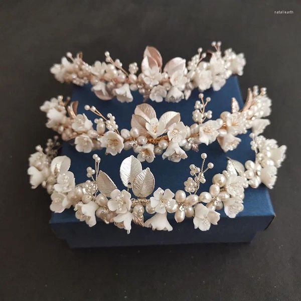 Pinces à cheveux SLBRIDAL fait à la main strass de luxe perles d'eau douce Ceram fleur diadème de mariée mariage demoiselles d'honneur couronne femmes bijoux