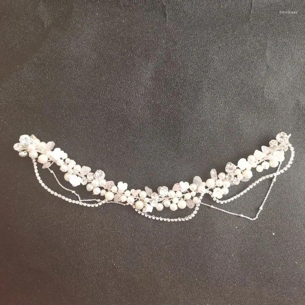 SLBRIDAL – pinces à cheveux faites à la main, couleur argent, strass, perles, Barrettes de mariage, accessoires pour casque de mariée, bijoux pour femmes