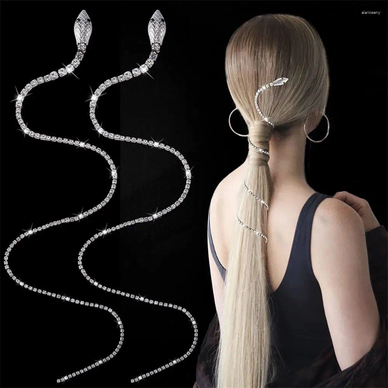 Hair Clips Snake Tassel Chain Winding Ponytail Braids Jewelry Rhinestone Crystal Hairpin Fork Barrette Headdress Accessories