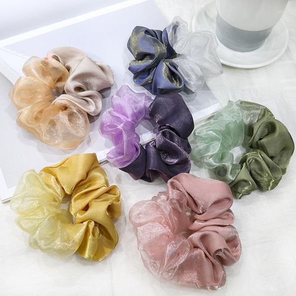 Coix de cheveux Corée du Sud Couture frappant Couleur Tie Tie à cheval Plaque de queue Horse Organza Fashion Super Fairy Srunchies Femme