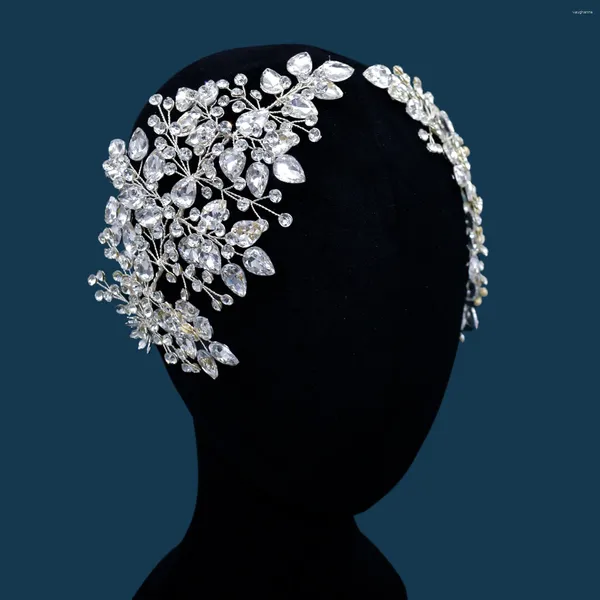 Pinzas para el pelo, accesorios de boda nupciales brillantes, diamantes de imitación completos, corona de desfile ajustable hecha a mano