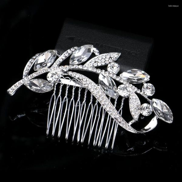 Pinces à cheveux en strass scintillant, branche de feuille de cristal, diadème de mariage, couleur argent, peignes de mariée, épingles à cheveux, accessoires pour femmes