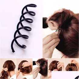 Haarclips Spiraalvormige spinschroef Pin Clip Haarspelpin Twist Brontte Zwarte accessoires Plaat Gemaakte gereedschap B Magic Scroad Bruidstyling Drop de Dh6be