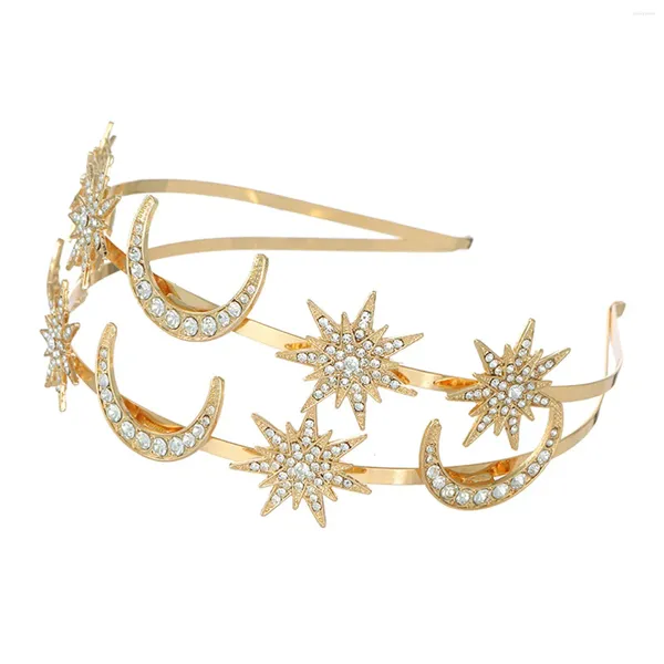 Pinzas para el pelo, diadema de estrella y Luna, diadema de doble capa, corona de boda hecha a mano, accesorios para fiesta, tocado nupcial